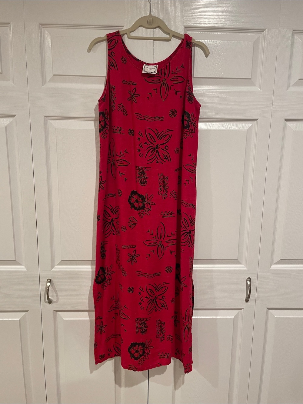 Clio Red Maxi Dress with Black Floral Print